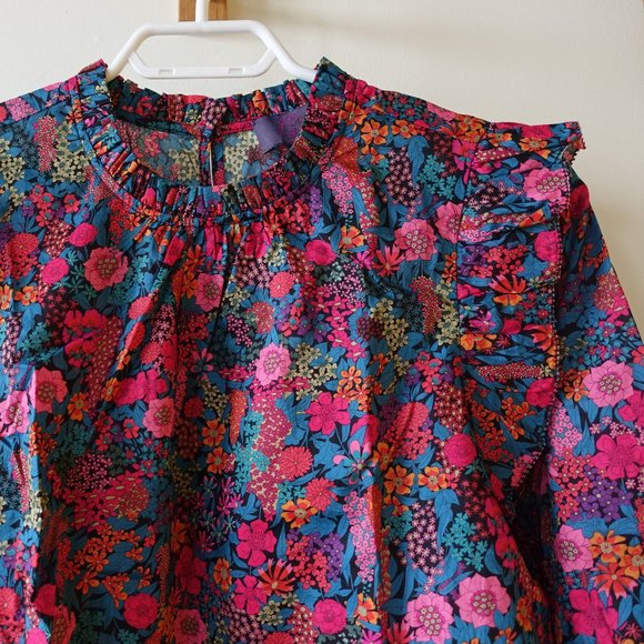 J. Crew Liberty Ciara Ruffleneck Flutter Sleeve Floral Top Pleated AR916 XS 0 - Picture 16 of 16